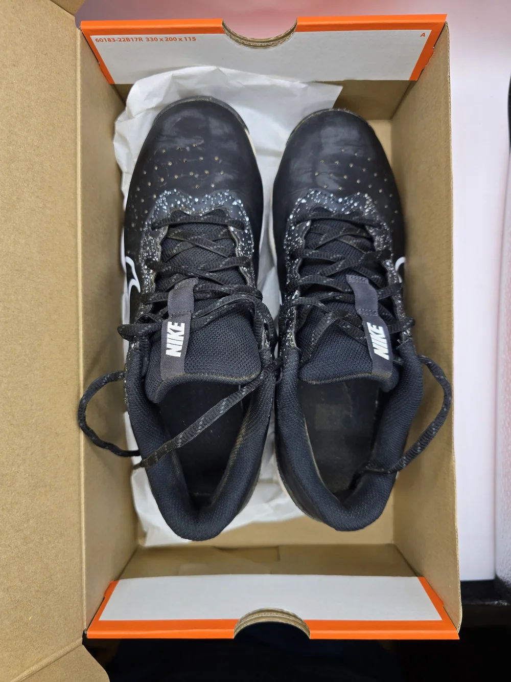 Nike Black & White Splatter Alpha Huarache Keystone Baseball Cleats Size 7